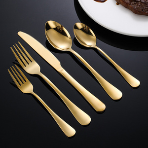 Fast Delivery Restaurant Hotel Gold Fork Set Cutlery Stainless Black Flatware Set Knife and Fork Spoon Gold Wedding Silverware