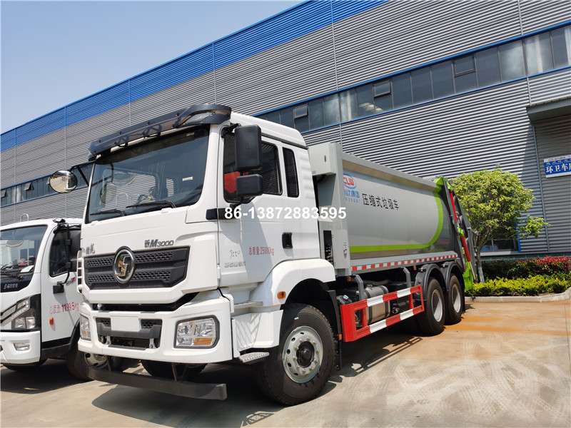 Heavy Duty 6x4 Compactor garbage truck with 16m3 compartment box and swing arm to finish working of hoisting or unloading