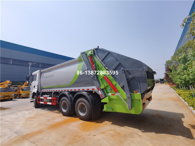 Heavy Duty 6x4 Compactor garbage truck with 16m3 compartment box and swing arm to finish working of hoisting or unloading