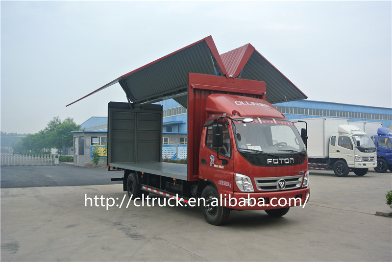 FOTON  AUMARK signle cabin wing opening box van truck 3-5tons Cargo Truck With Box