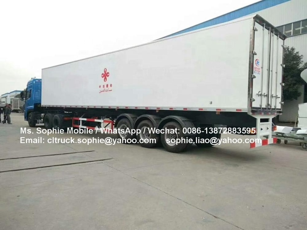 Best Price Reliable Quality box type 3 axle transport freezer fish used refrigerated semi trailers for sale