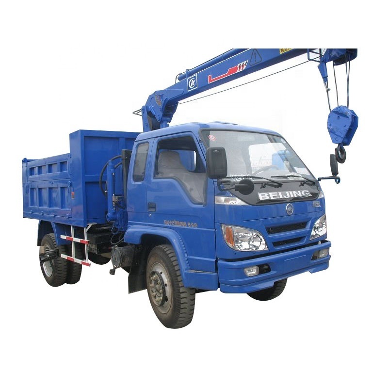 China factory CLW 4*2 Forland small dump truck 2 ton straight boom 2 support legs lifting crane small truck crane