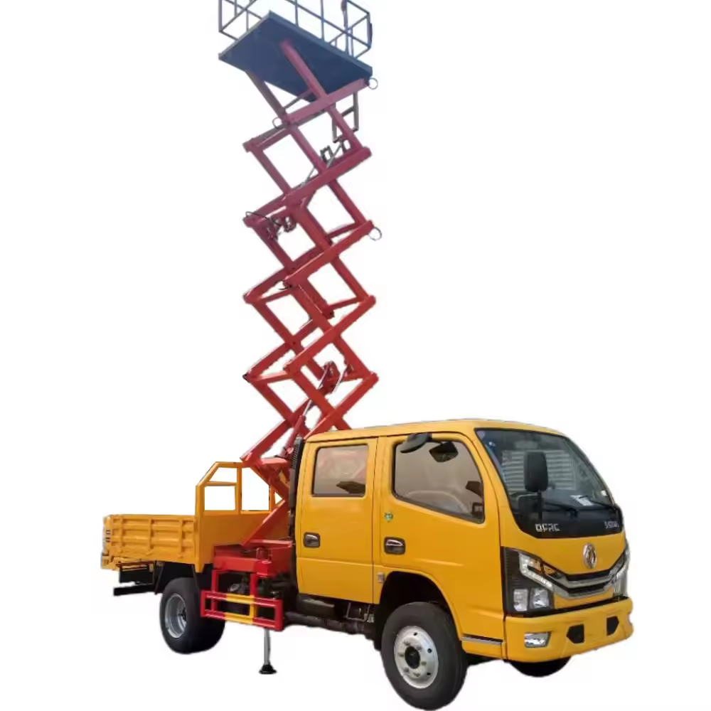 Cheaper  Dongfeng 115 hp 8 m  lifting platform aerial truck with basket high lifting platform truck scissor lift trucks for sale