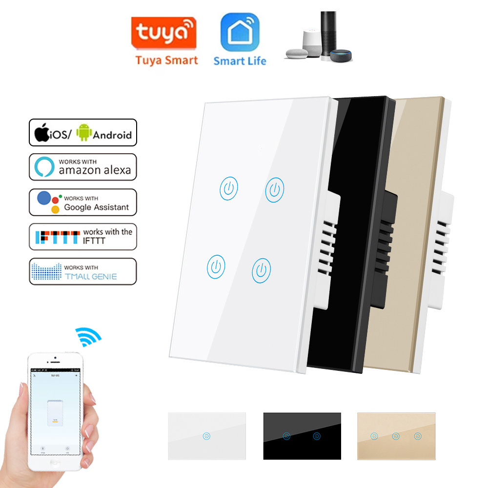 Tuya Larkkey smart glass touch switch smart home system switches tuya zigbee wall switch