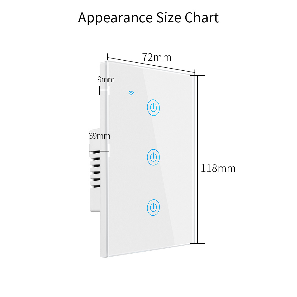 Smart life tuya light home wifi switch 1234 gang custom smart light switch us glass panel