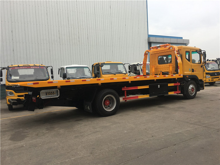 Yellow color 9 tons high-way road recovery tow truck with flatbed