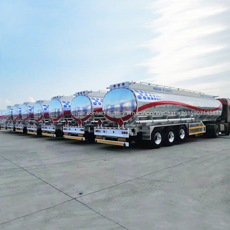 3 Axles olive oil transport tanker liquid food aluminum tank semi trailer for sale