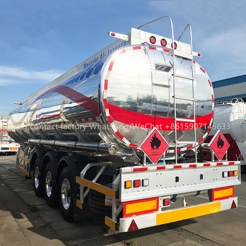 3 Axles olive oil transport tanker liquid food aluminum tank semi trailer for sale