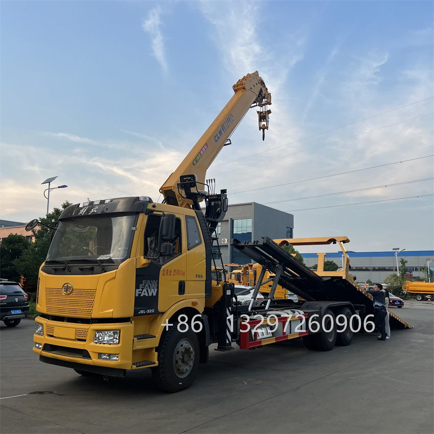 Large capacity 5 ton platform rotator towing wrecker flatbed truck with crane for sale