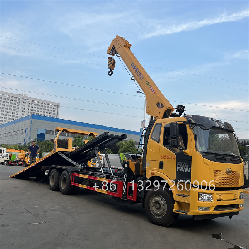 Large capacity 5 ton platform rotator towing wrecker flatbed truck with crane for sale