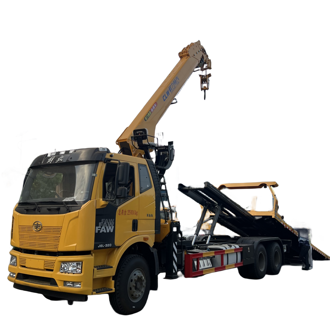 Large capacity 5 ton platform rotator towing wrecker flatbed truck with crane for sale