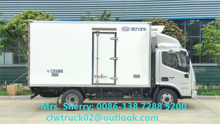 FOTON 5 Tons Refrigerator Truck Meat Vegetable Fish Fruit Transport Van Truck for Sale