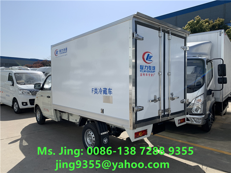 Panama Hot Sale FOTON 115hp 1 tons small refrigerator box truck to transport meat and fish