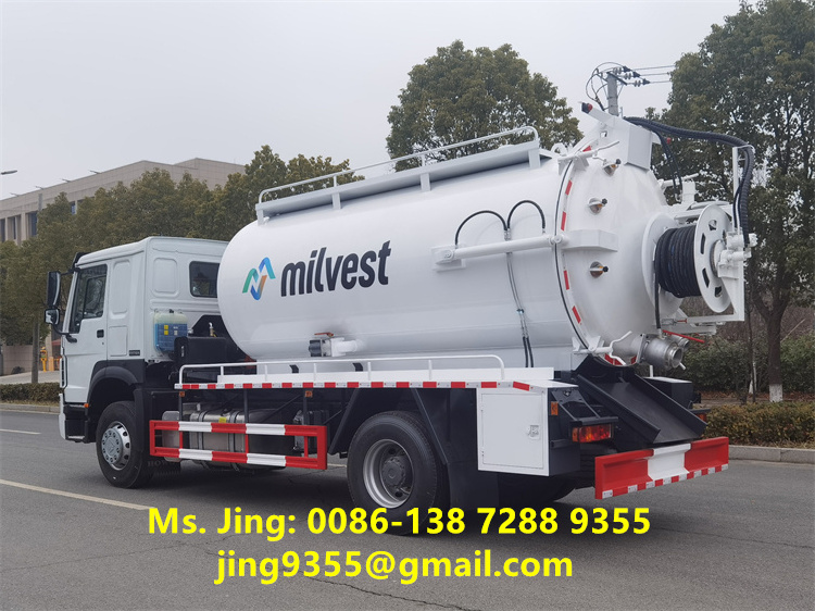 Multi Functional HOWO 4x2 10m3 Septic Tank Cleaning Vacuum Suction Sewage Truck For Sale in Nigeria