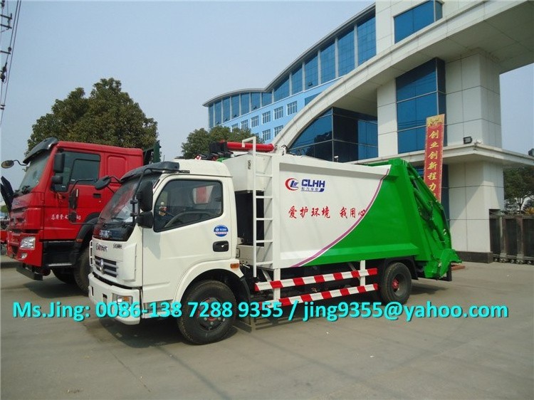 Euro 3 DFAC 5-6 tons compactor garbage truck prices,4x2 garbage truck with compactor