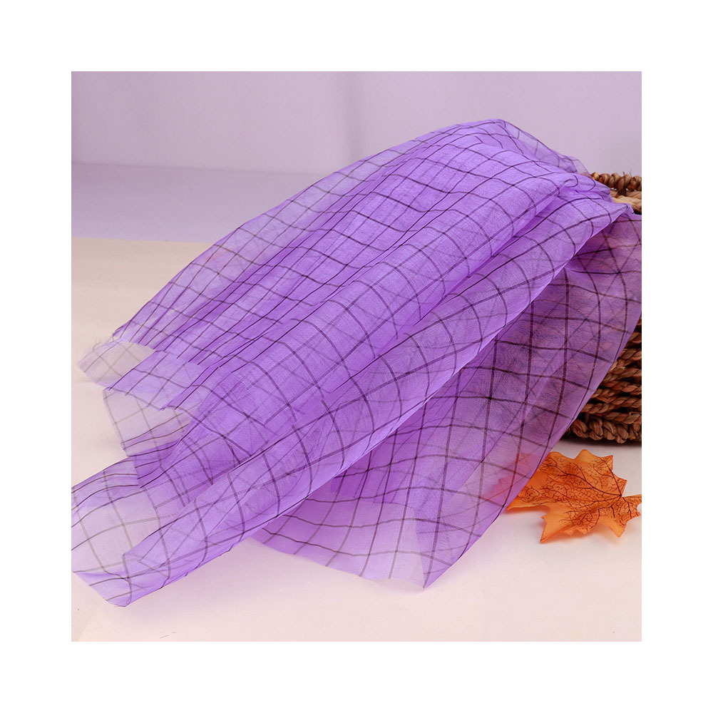 The best quality translucent yarn dyed knitted plaid organza fabric