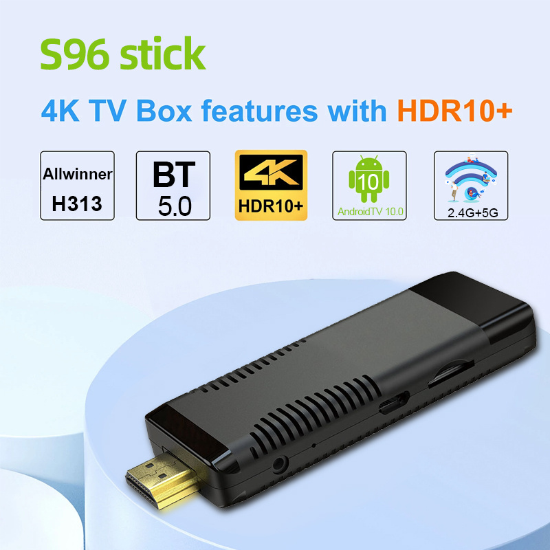 Customized logo S96 stick 2.4G/5.8G Dual WIFI Android 10.0 4K HD BT 5.0 smart Android  TV Stick 2/16gb dongle