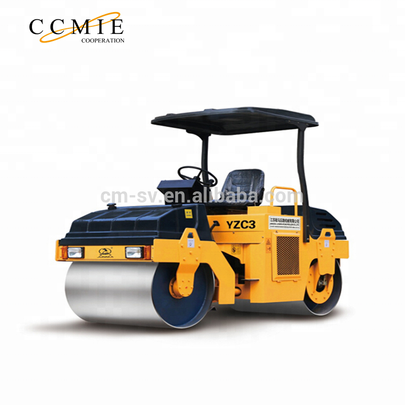 3 ton weight of vibratory road roller YZC3 double drum road roller for sale