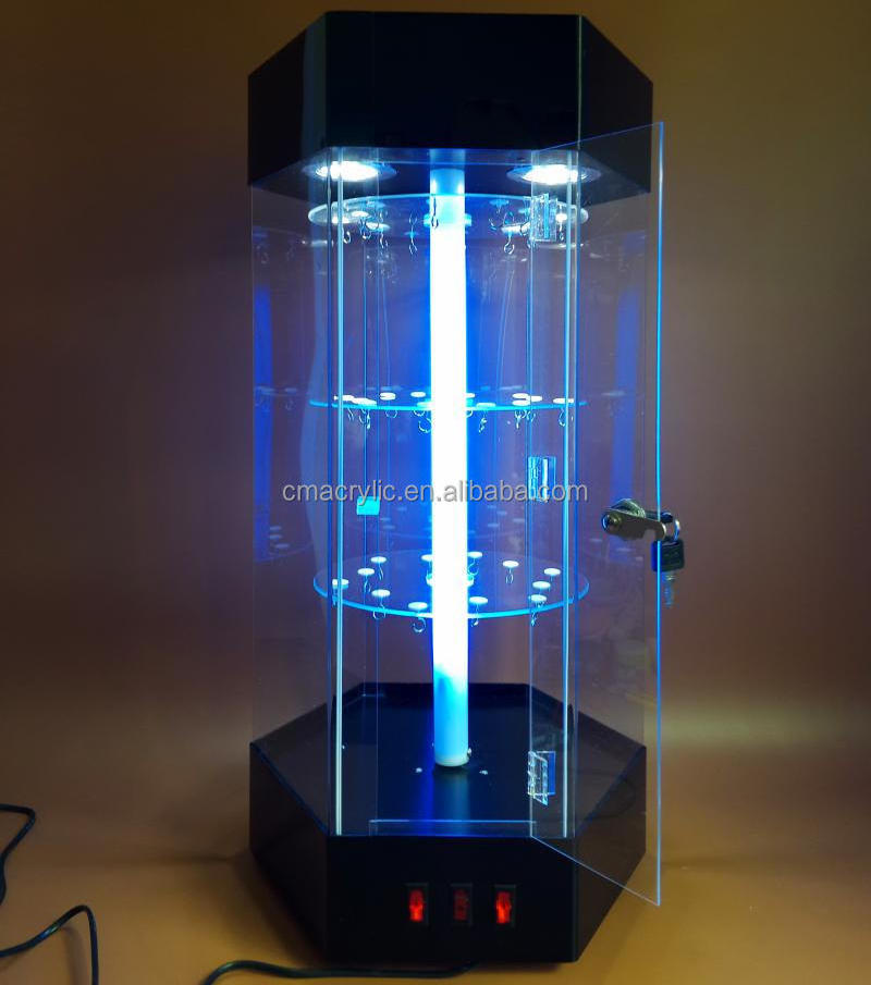 Multilayer LED acrylic Jewelry display cabinet plexiglass counter display with lock and light