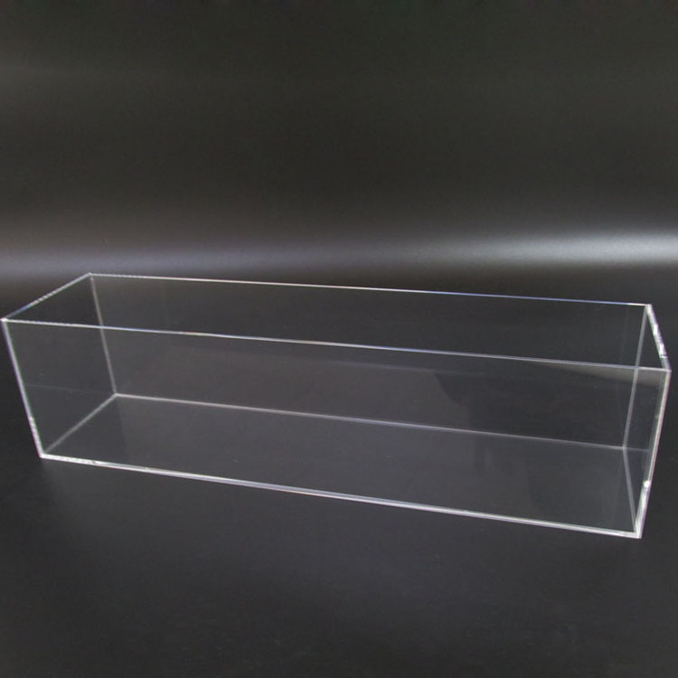 Simple design acrylic box custom size and logo plexiglass with lid high clear transparent long acrylic 5-side square display box