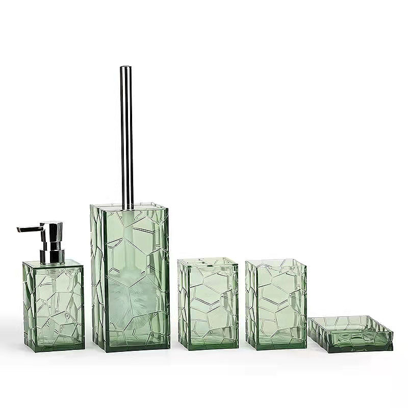 High Quality High Permeability Acrylic Bathroom 5-piece Set Lotion Bottle Toothbrush Rack Fat Soap Box Bathroom Accessories Set