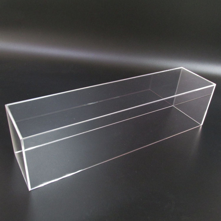 Simple design acrylic box custom size and logo plexiglass with lid high clear transparent long acrylic 5-side square display box