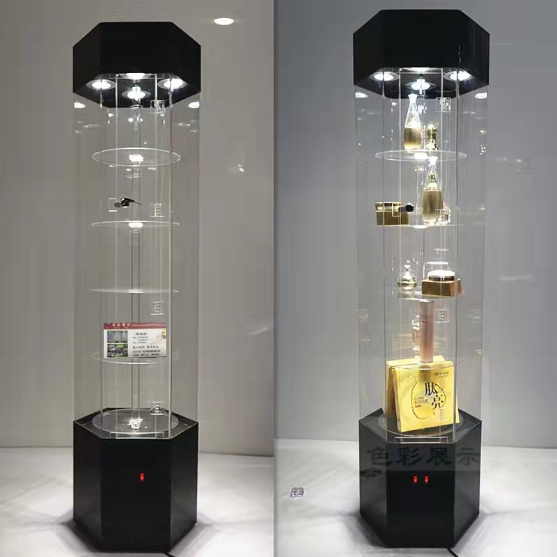 Jewelry Cosmetics Perfume Toys Products Shelves Handle Models Acrylic Display Racks Plexiglass Rotating Display Cabinet