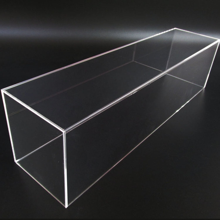 Simple design acrylic box custom size and logo plexiglass with lid high clear transparent long acrylic 5-side square display box