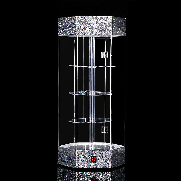 Jewelry Cosmetics Perfume Toys Products Shelves Handle Models Acrylic Display Racks Plexiglass Rotating Display Cabinet