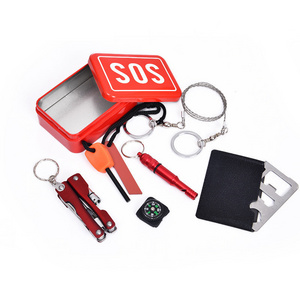 7 in 1 Multi-Tool Keyring Plier SOS Whistle Fire Lighter Box Set Tool for Emergency Outdoor Hiking Camping Survival Kit in a Tin