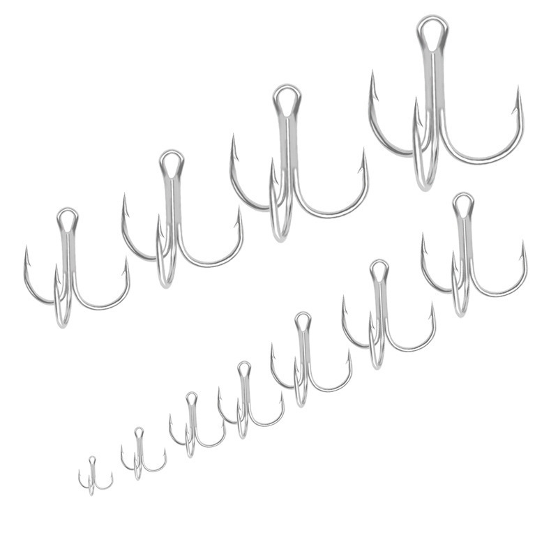 High Carbon Steel 3/0#,2/0#,1/0#,1#,2#,3#,4#,6#,8#,10#,12#,14# Solid Barbed Sharp Triple Hooks Treble Fishing Hook