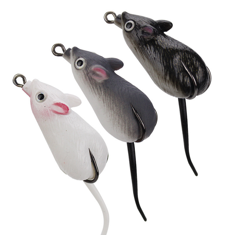 5cm 10g Artificial floating Soft Rat frog fishing lures bait with double hooks