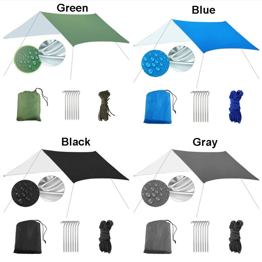 Multi-function 3*3 Meters 210T Waterproof Hiking Camping Mat Outdoor Awning Camping Hammocks Rain Fly