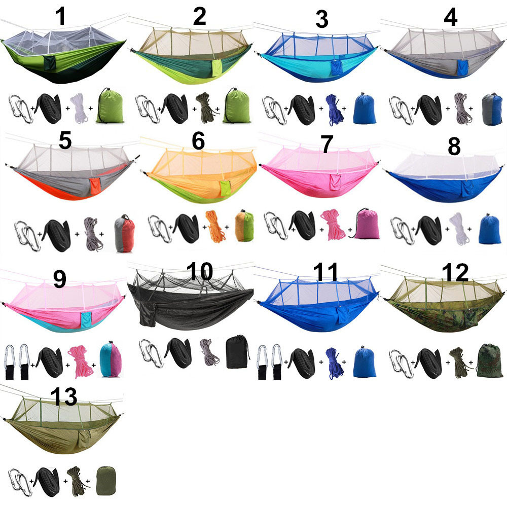 Nylon Portable Parachute Double Camping Camo Hammock With Mosquito Net