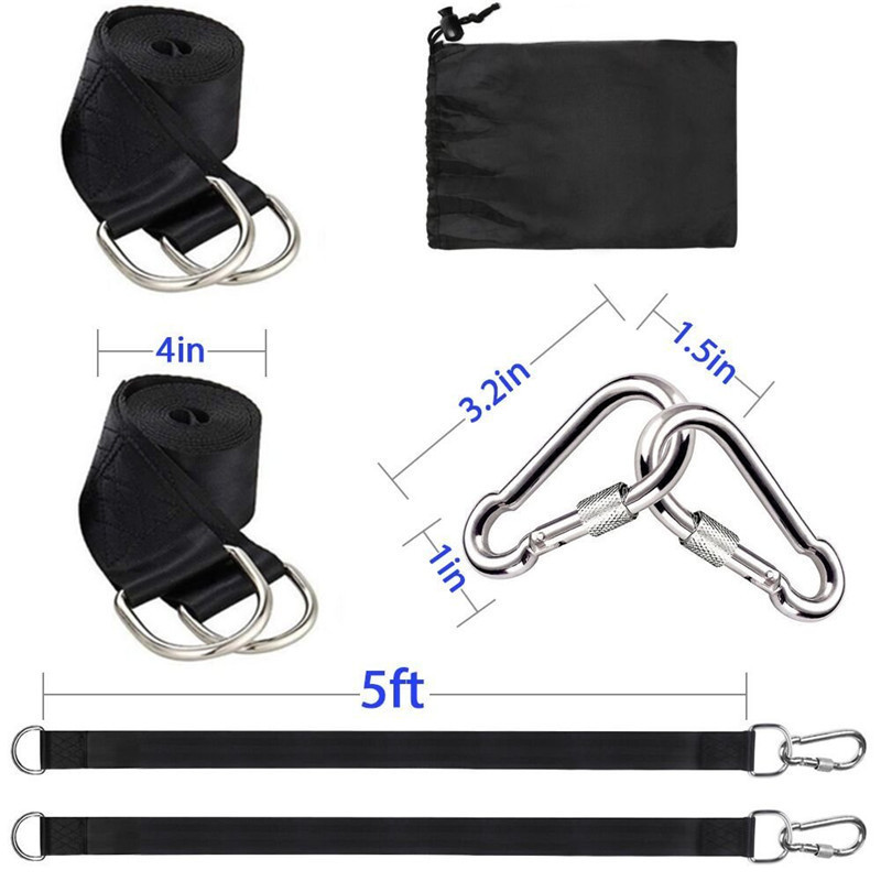 Hanging Tree Swing Straps Outdoor Hammock Straps with Heavy Duty Carabiners/Tree Protectors