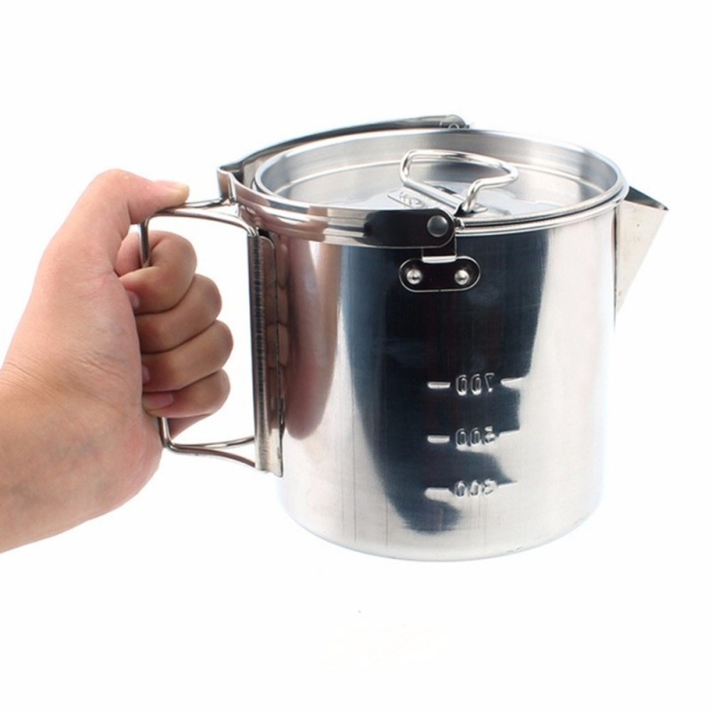 Wholesale stainless steel 1.2L Camping Coffee Tea Pot Portable Outdoor Kettle for Hiking