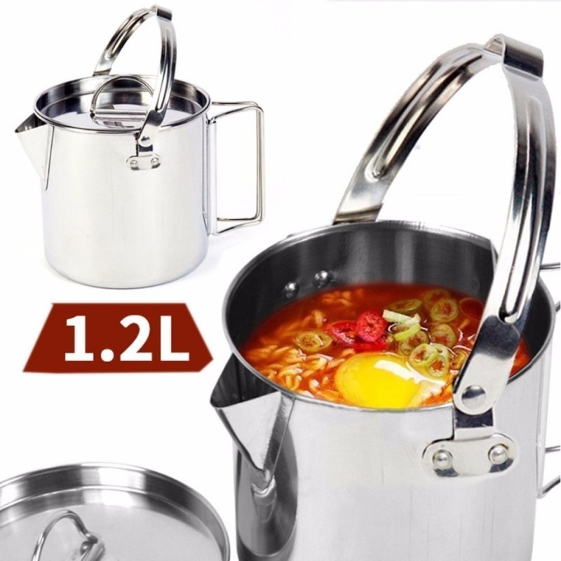 Wholesale stainless steel 1.2L Camping Coffee Tea Pot Portable Outdoor Kettle for Hiking