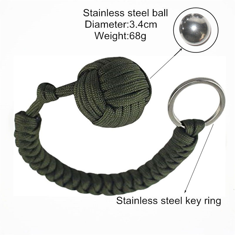 Wholesale Hiking/Camping emergency 550 paracord survival monkey fist with big stainless steel ball