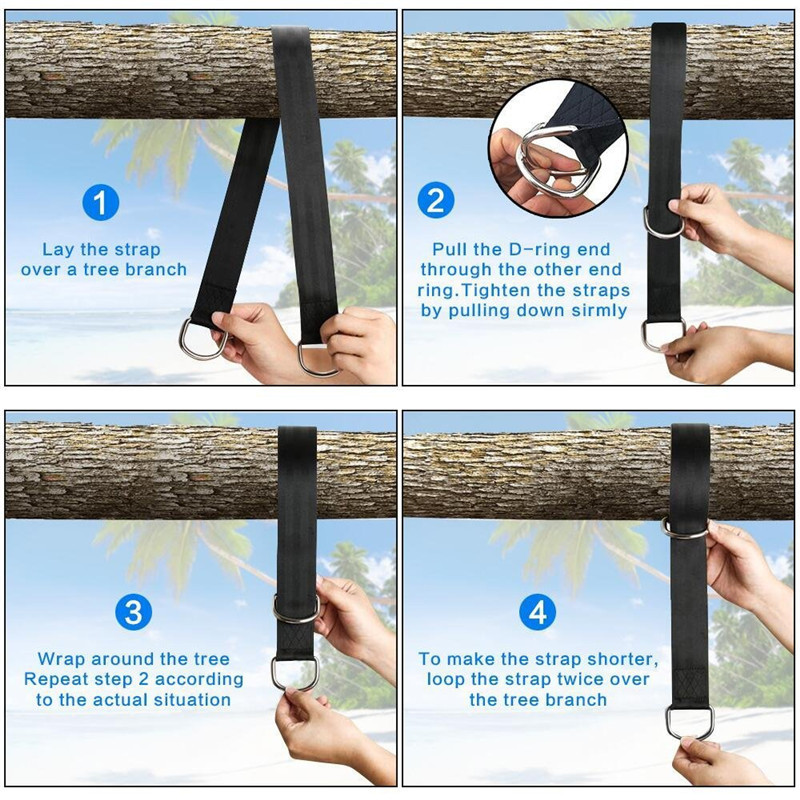 Tree Swing Hanging Strap Kit with 2 Strap & Snap Carabiner Hook for Outdoor Swing Hangers &Hammocks