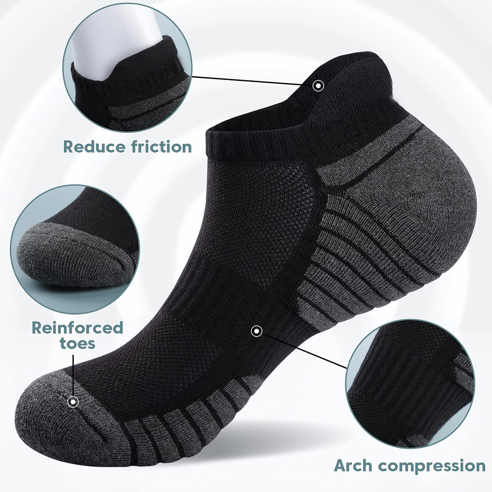 Cmax Mens Anti-blister Cushioned Breathable Running Cotton Socks Athletic Ankle Sports Socks