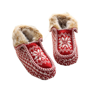 Cmax Most Popular Good Design Knitted Indoor Slippers Fashion Shoes Warm Soft Home Winter Boots For Women