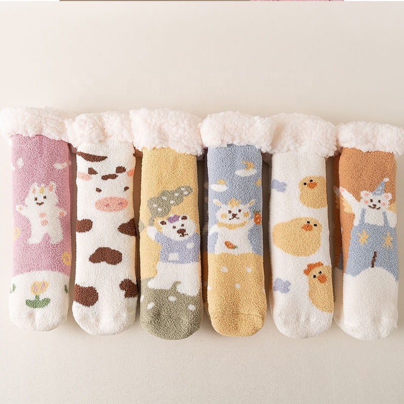 Floor Socks Adult Thick Socks Women's Autumn And Winter Plus Velvet Warm Thickened Anti-slip Confinement Sleep Socks