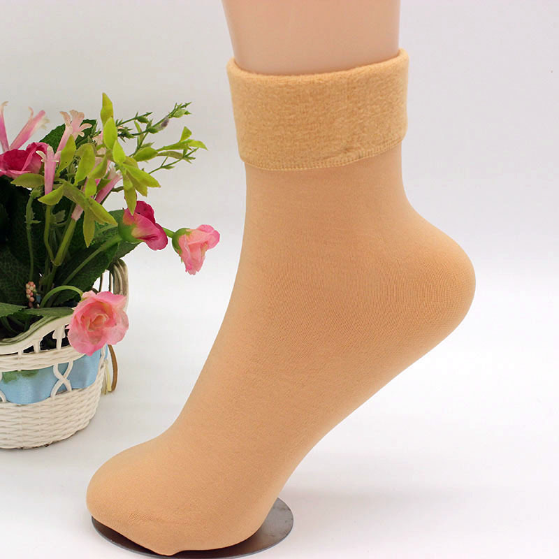 Regular autumn and winter bareleg artifact thickened plush floor socks warm cotton medium tube flat stockings