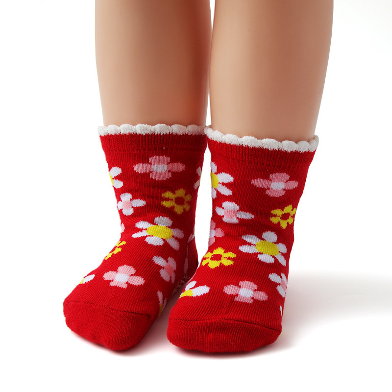 Wholesale of Girls' Cartoon Cotton Socks Glued Non slip Floor Socks Children's Walking Socks