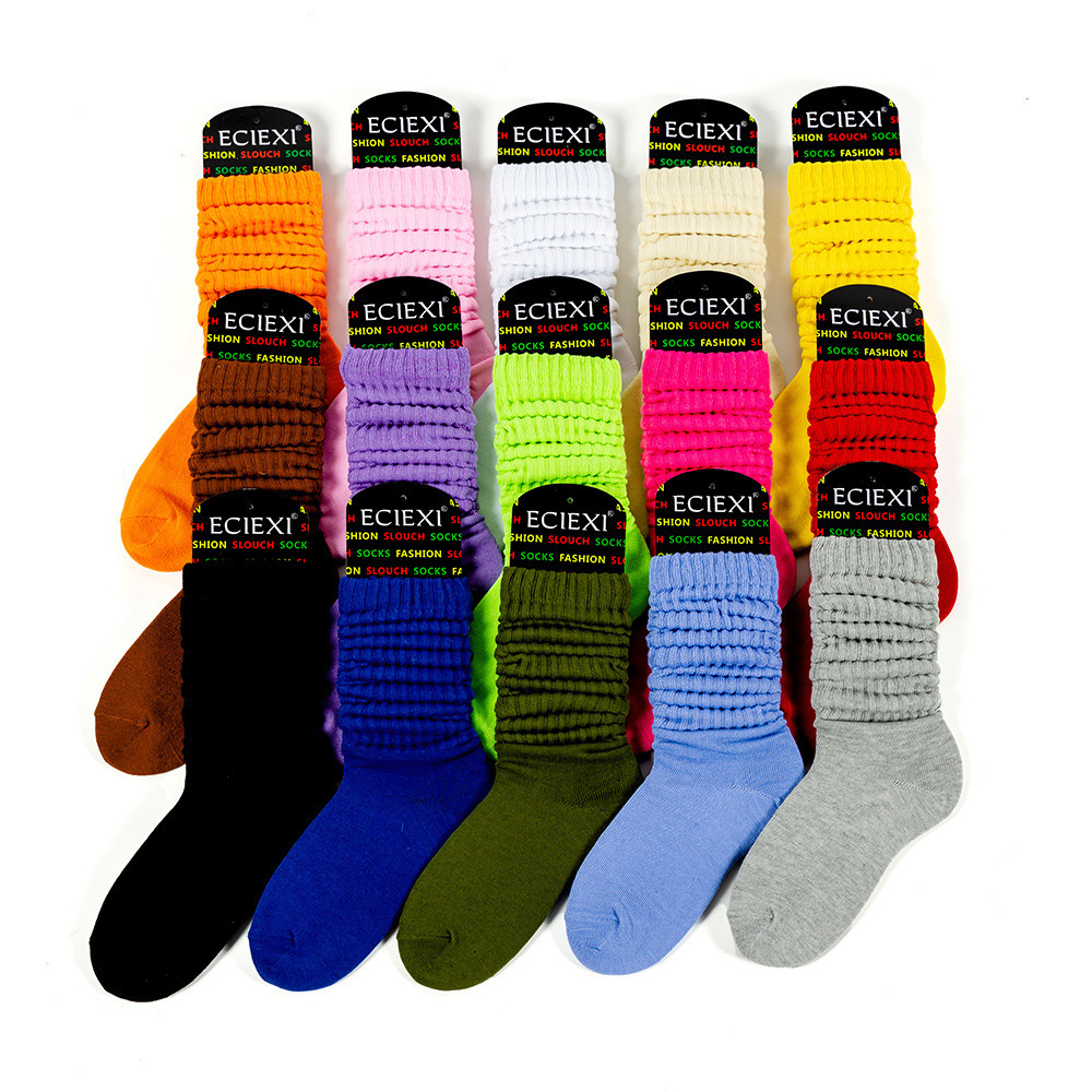 Scrunch Socks for Women Colorful Slouchy Socks Women's Extra Long Heavy Slouch Socks