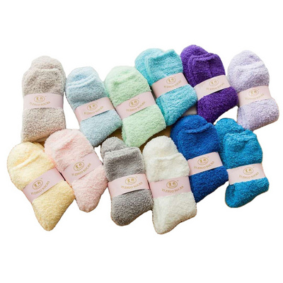 Cmax Wholesale Women Fuzzy Fluffy Warm Socks Polyester Cosy Feather Yarn Slipper Socks