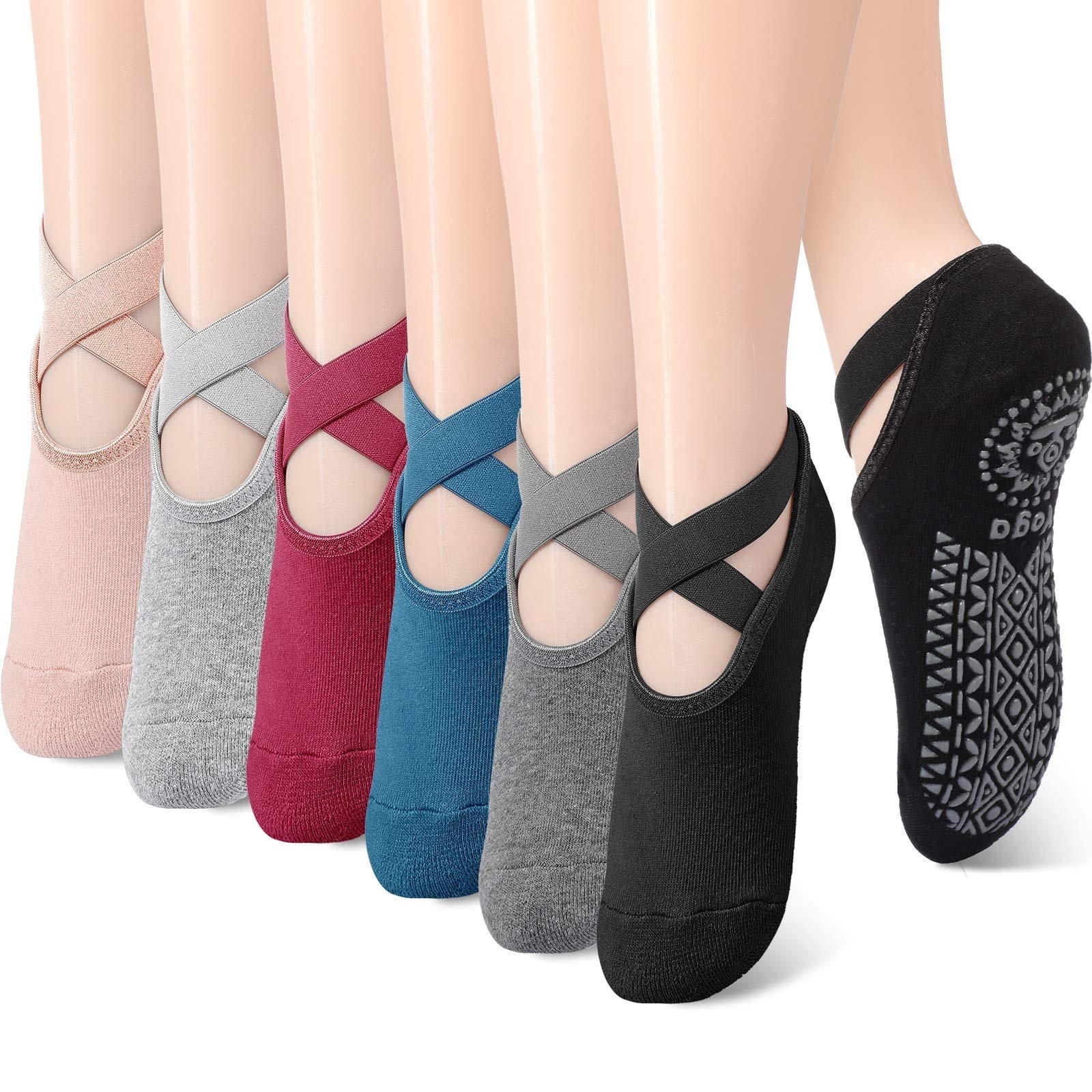 Cmax Good Price Adult Anti Slip Custom Logo Rubber Coated Sole Abs Grip Barre Non Slip Dots Socks Antislip Exercise Sock