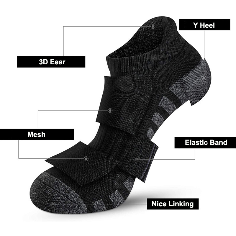 Custom Sport Running Athletic No Show Cushion Padded Moisture Wicking Low Cut Socks