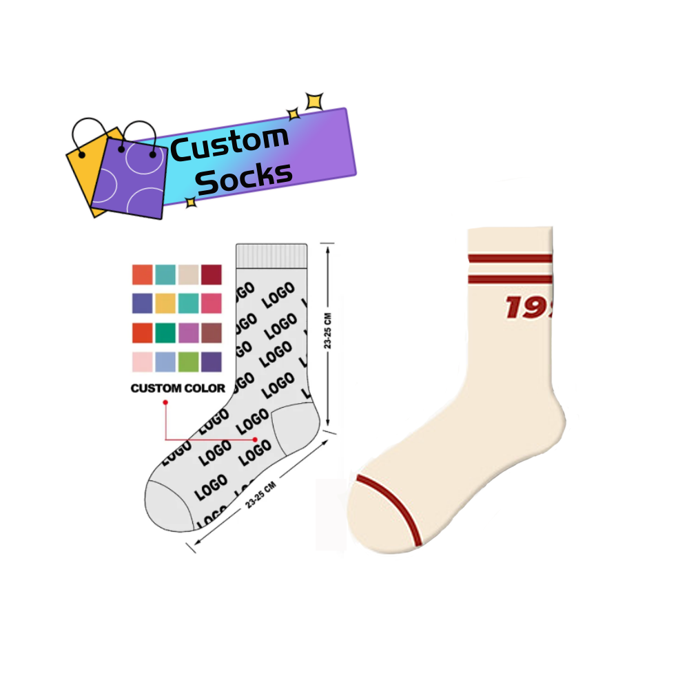 Low MOQ cheap multi-style crew all over printed custom logo happy socks for men