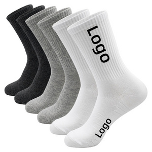 High Quality jacquard embroidery custom socks design own logo crew socks no minimum ahhah socks